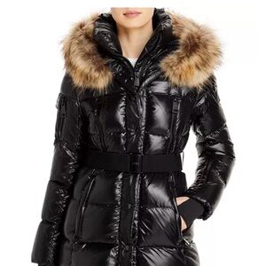 SAM. Shiny Black Puffer Jacket with Fur Hood